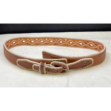 Other Western Women's Brown Leather Stitched Belt… - image 1