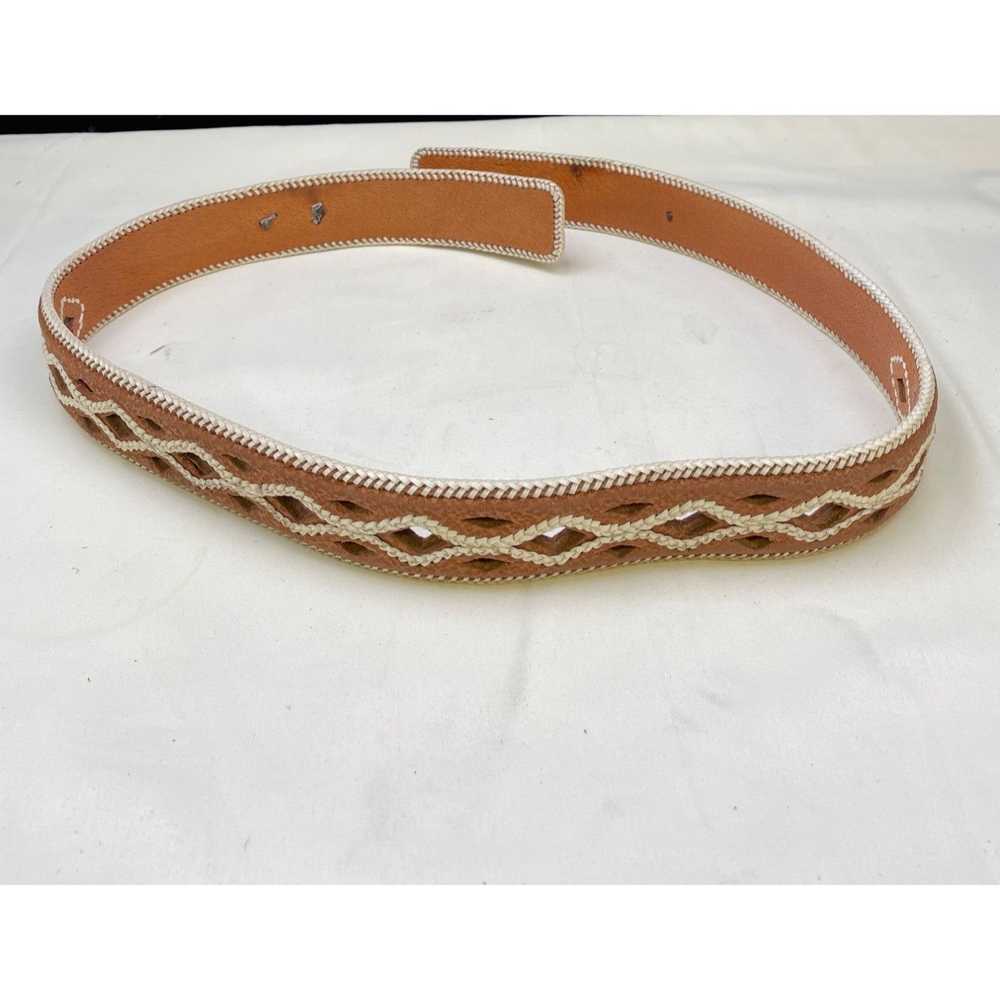 Other Western Women's Brown Leather Stitched Belt… - image 3