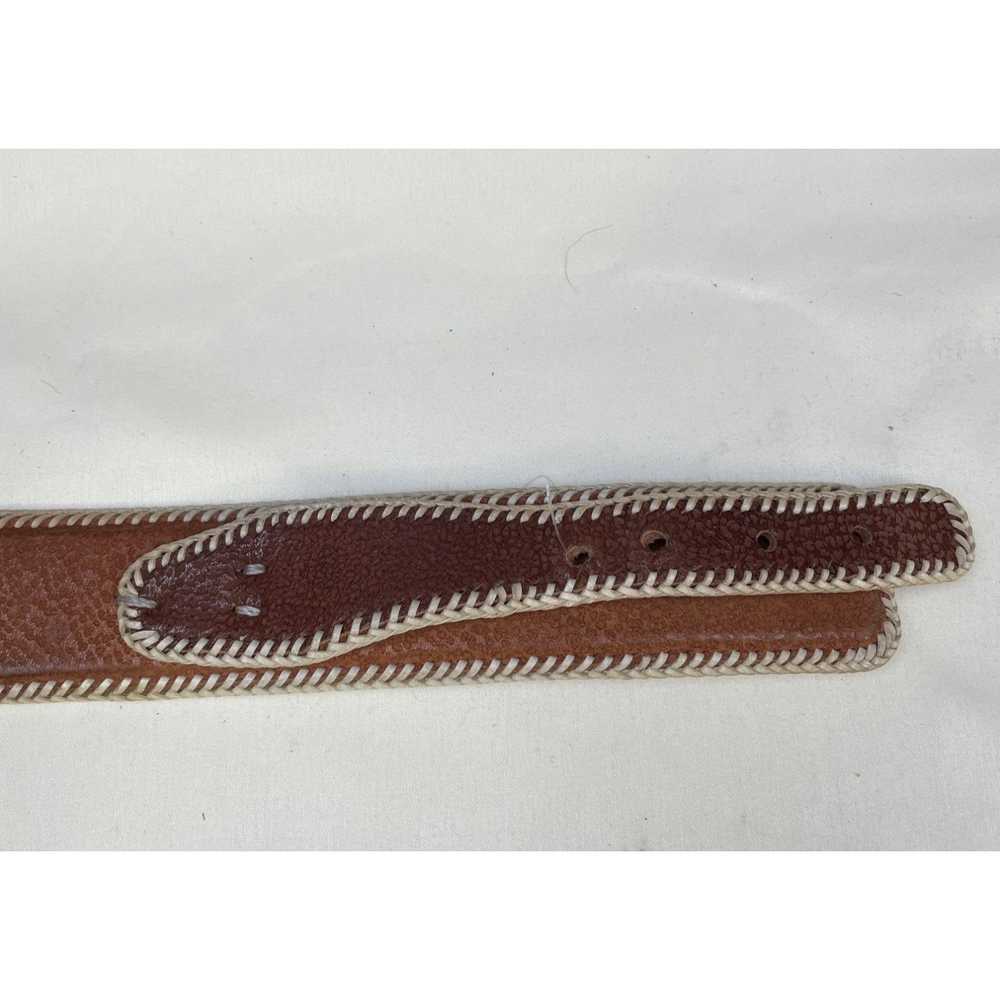 Other Western Women's Brown Leather Stitched Belt… - image 6