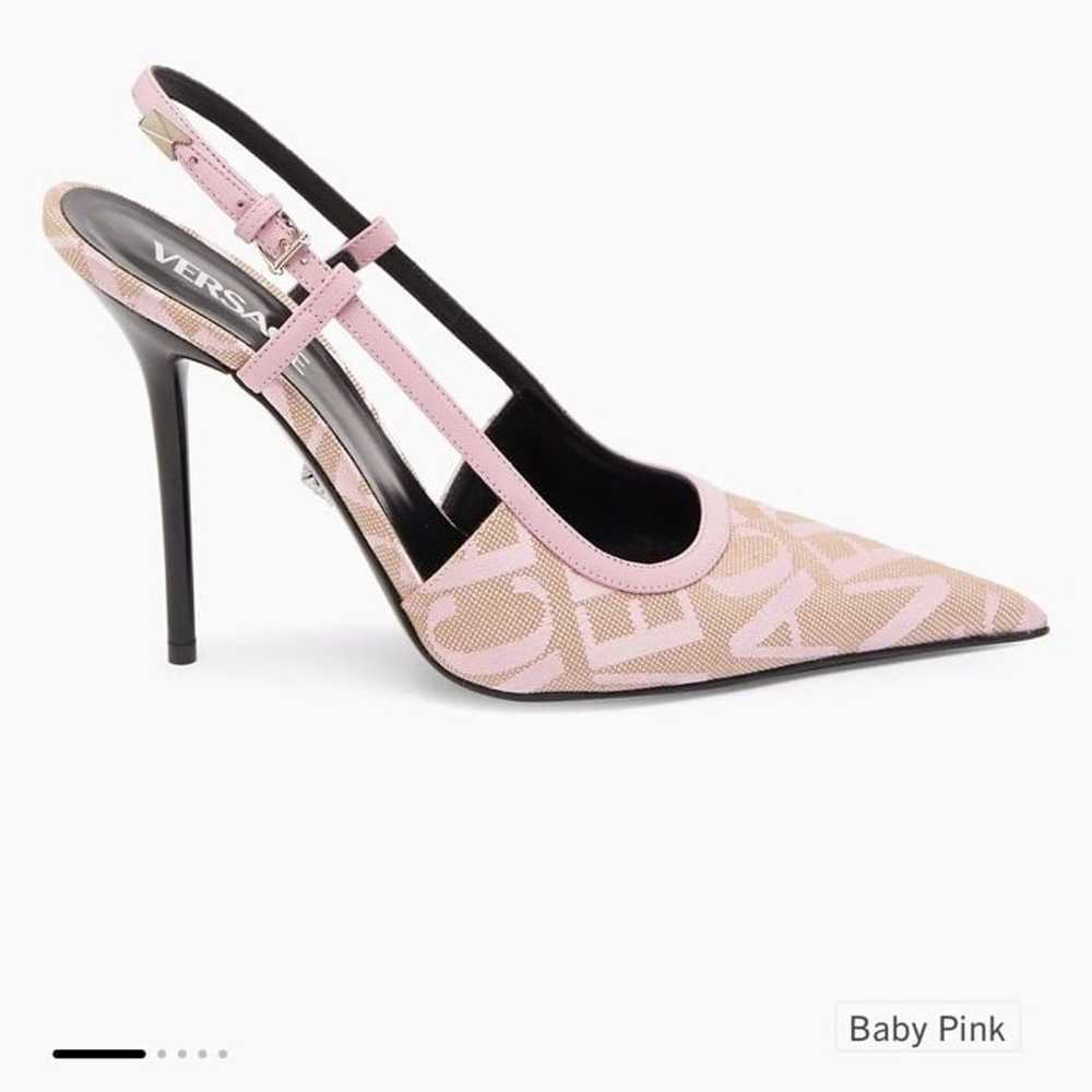 Versace Logo Pointed Toe Slingback Pump - image 7