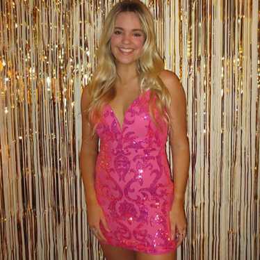 Pink Sequin Bodycon Dress - image 1