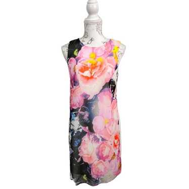 Vince Camuto Chiffon Floral Sleeveless Shift Dress