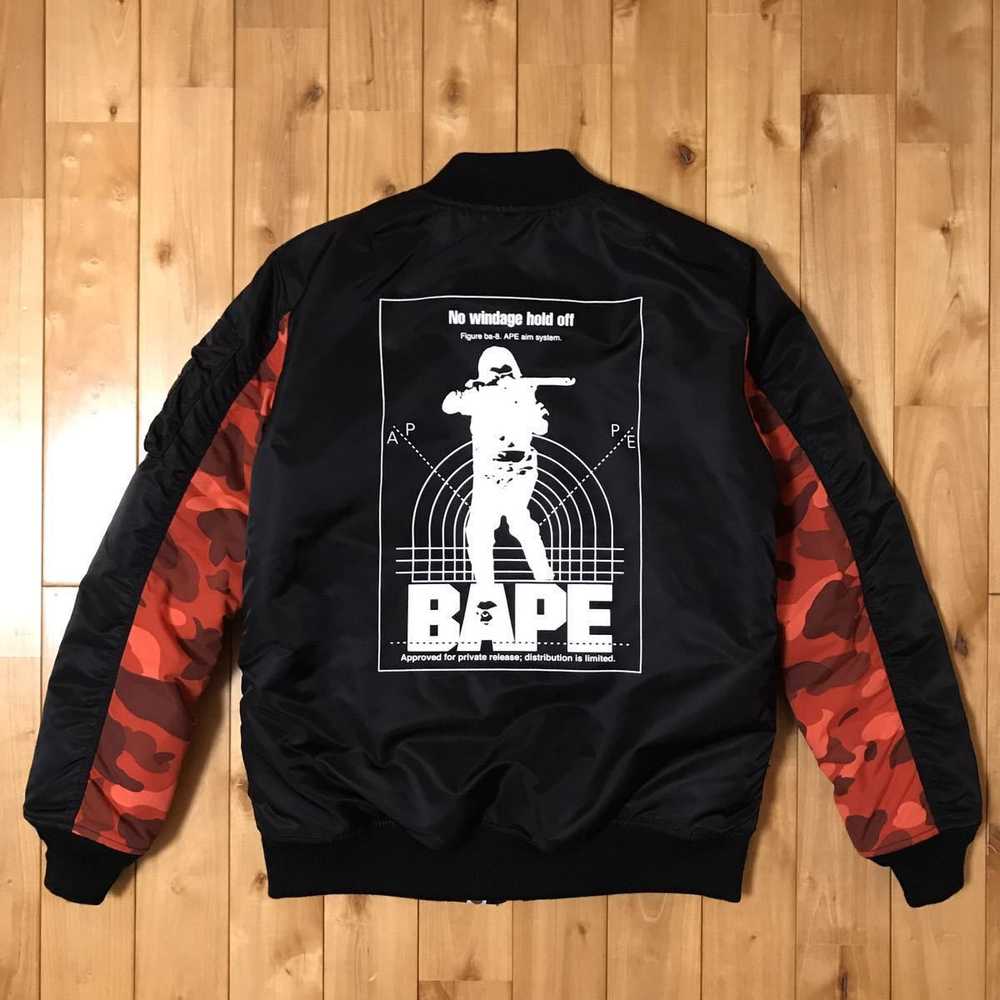 Bape 2019 HUNTING MA-1 bomber jacket black × red … - image 1