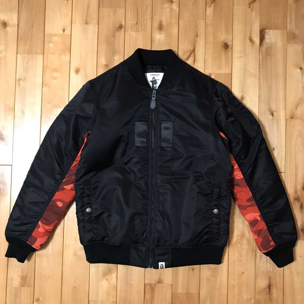 Bape 2019 HUNTING MA-1 bomber jacket black × red … - image 2