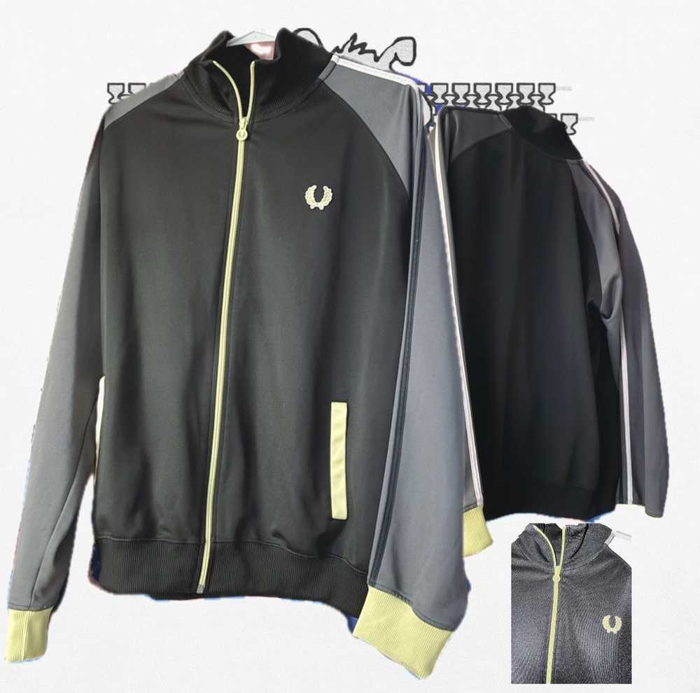 Fred Perry Vtg Fred Perry Black/Green/Grey Track … - image 1