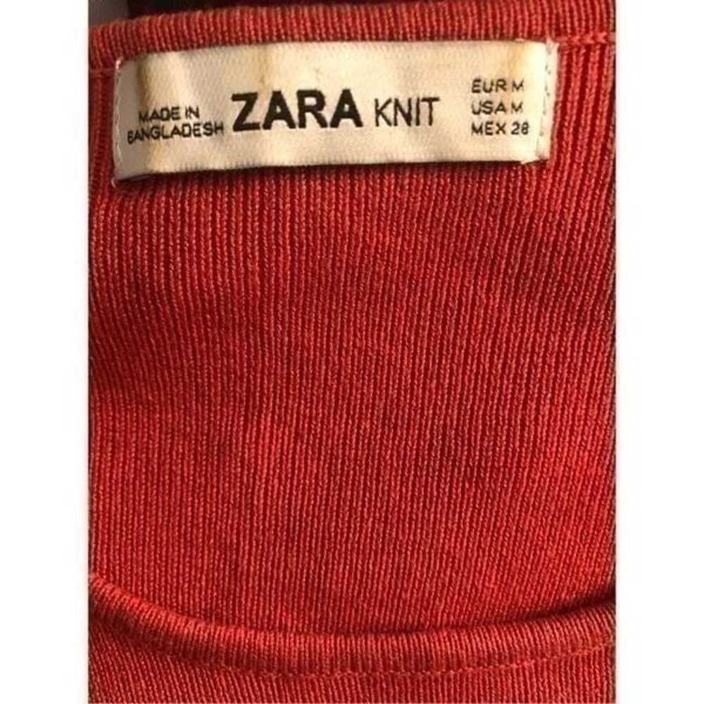 Zara Trafaluc orange/coral knit cap sleeve dress … - image 10