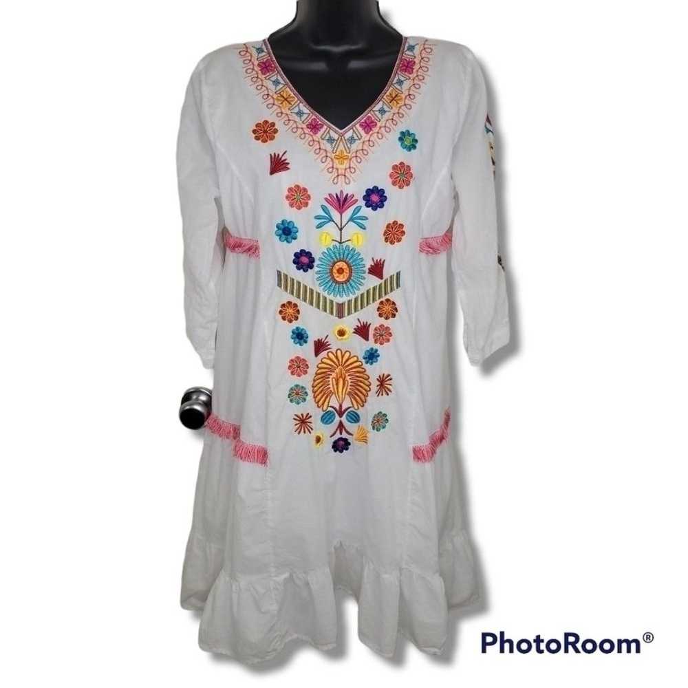 Shineflow bohemian floral embroidered dress medium - image 2