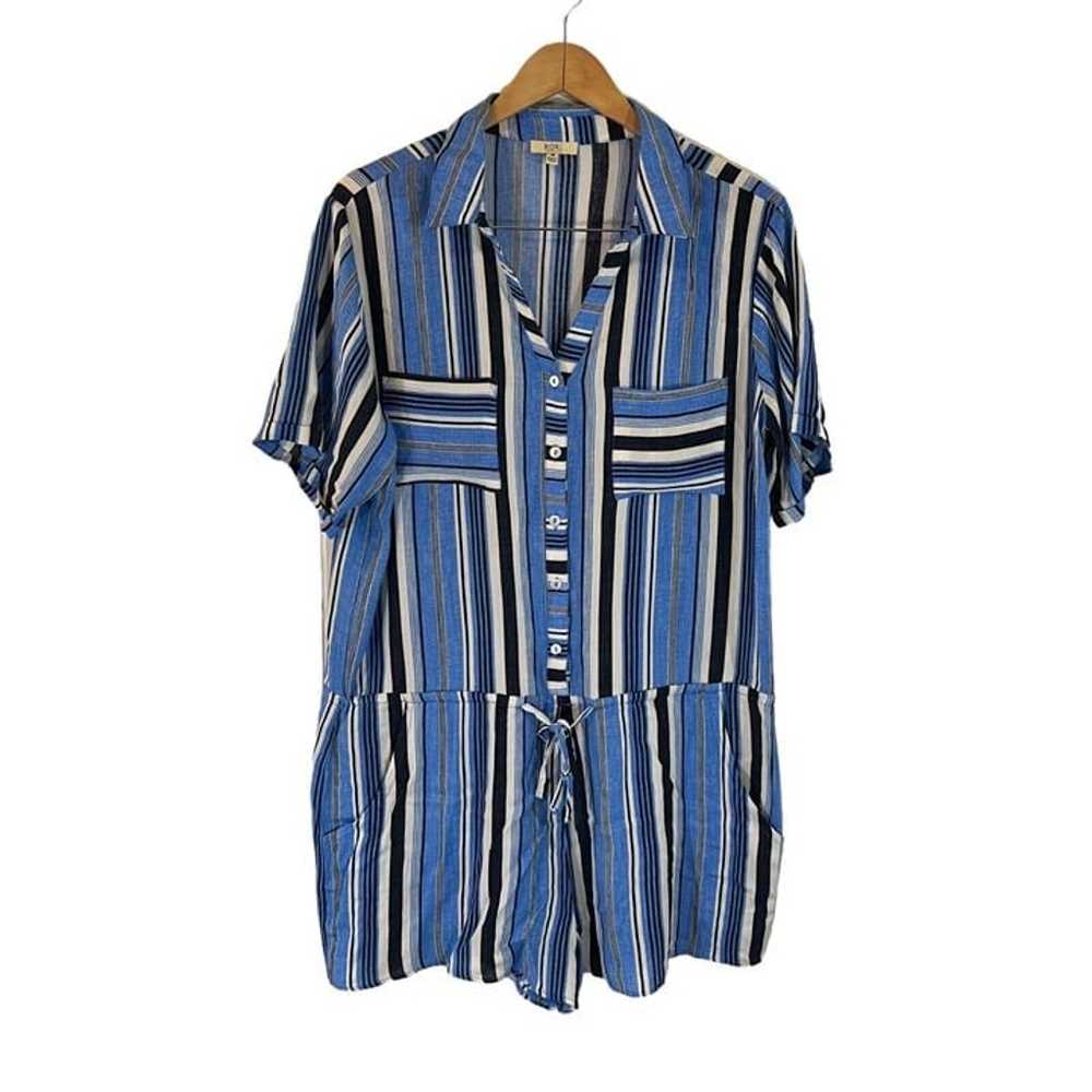 Kori Striped Romper Medium Blue White Black Strip… - image 1