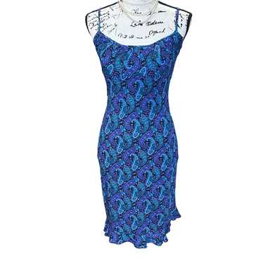 Vintage Y2K Vintage Dress Paisley Blue Purple Ruf… - image 1