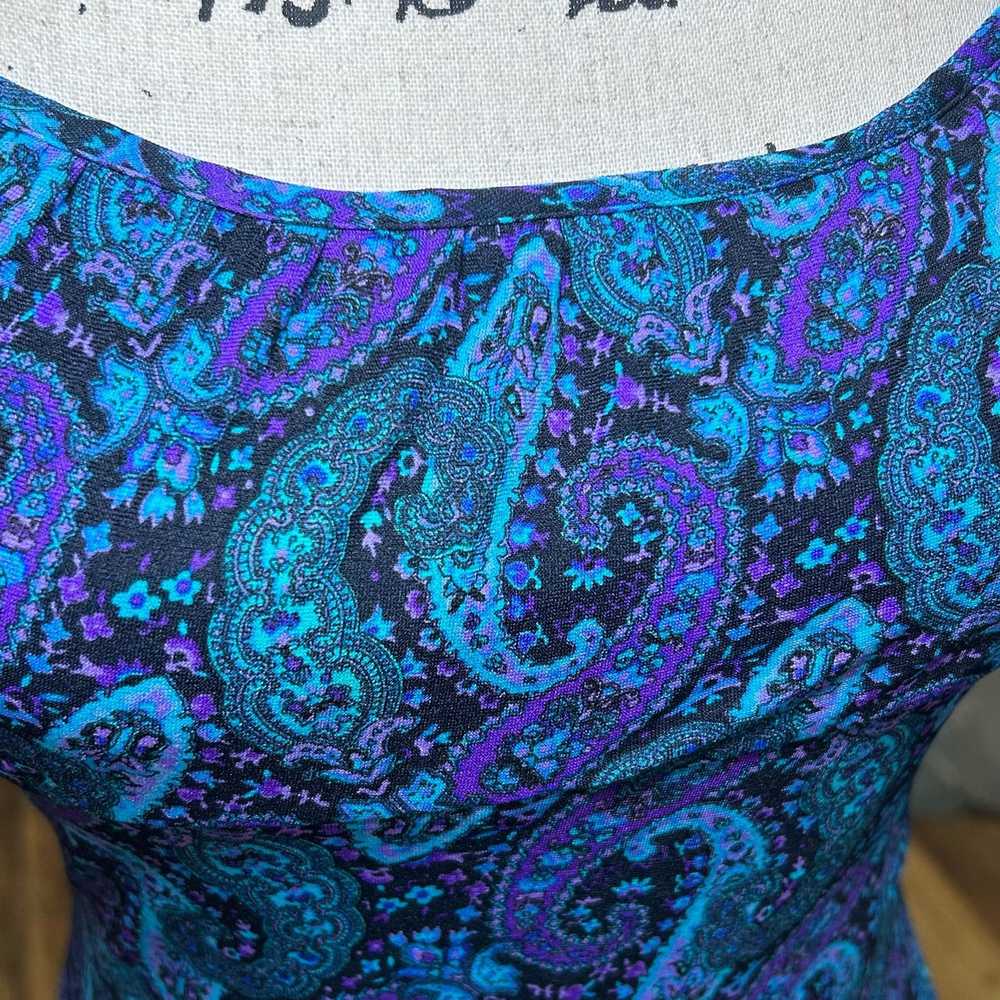 Vintage Y2K Vintage Dress Paisley Blue Purple Ruf… - image 4