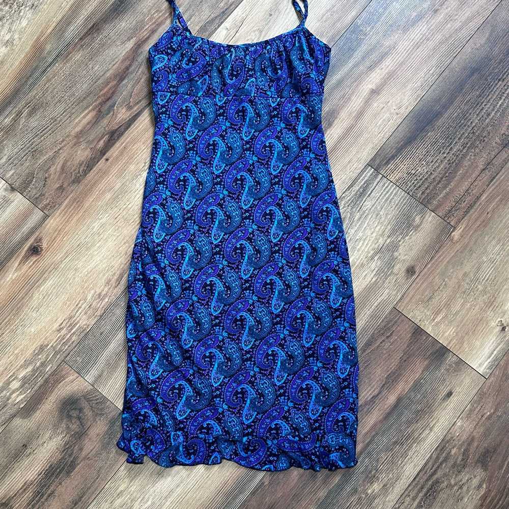 Vintage Y2K Vintage Dress Paisley Blue Purple Ruf… - image 5