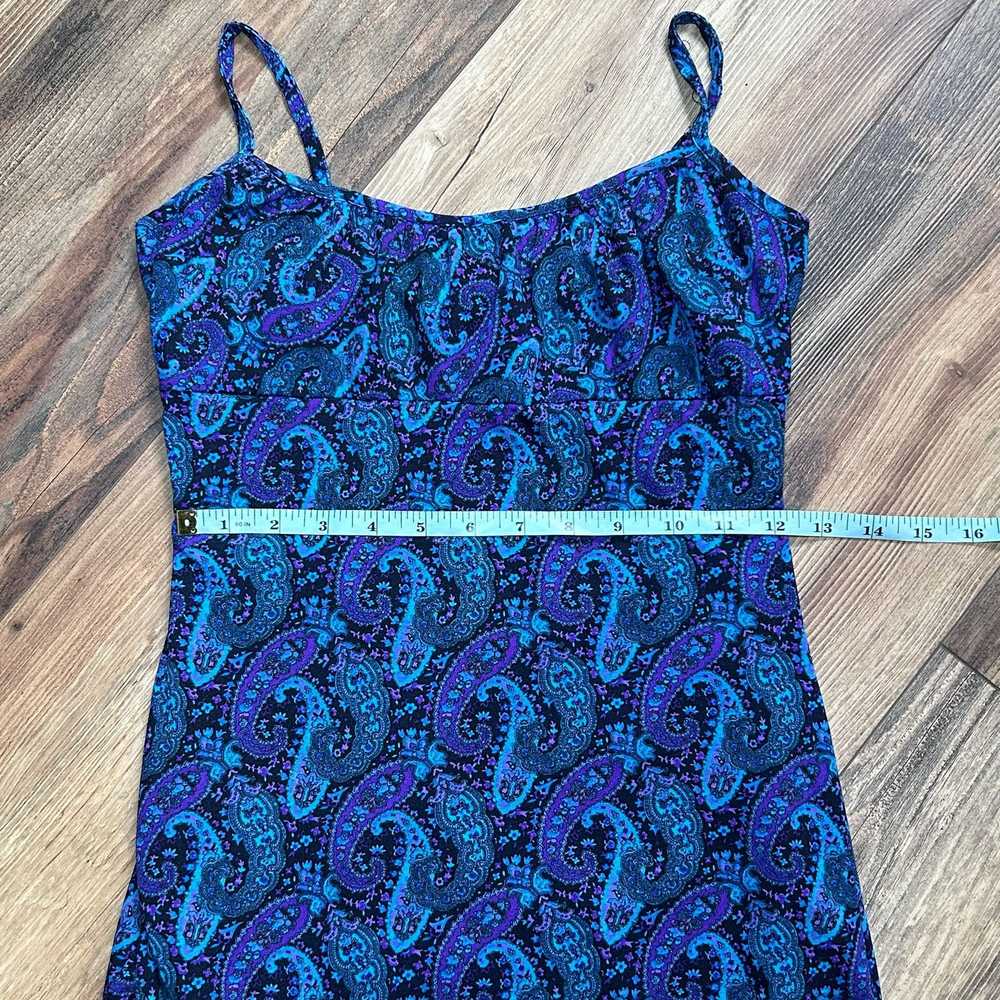 Vintage Y2K Vintage Dress Paisley Blue Purple Ruf… - image 9