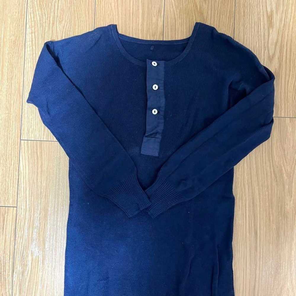 Vintage henley neck navy cut-and-sew. - image 1