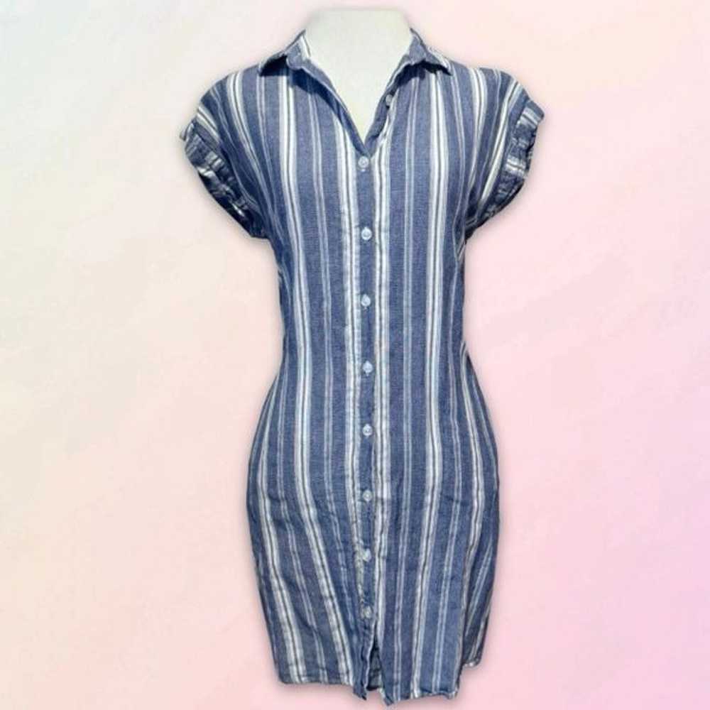 Harper Heritage, Blue Striped, Linen, Button Down… - image 1