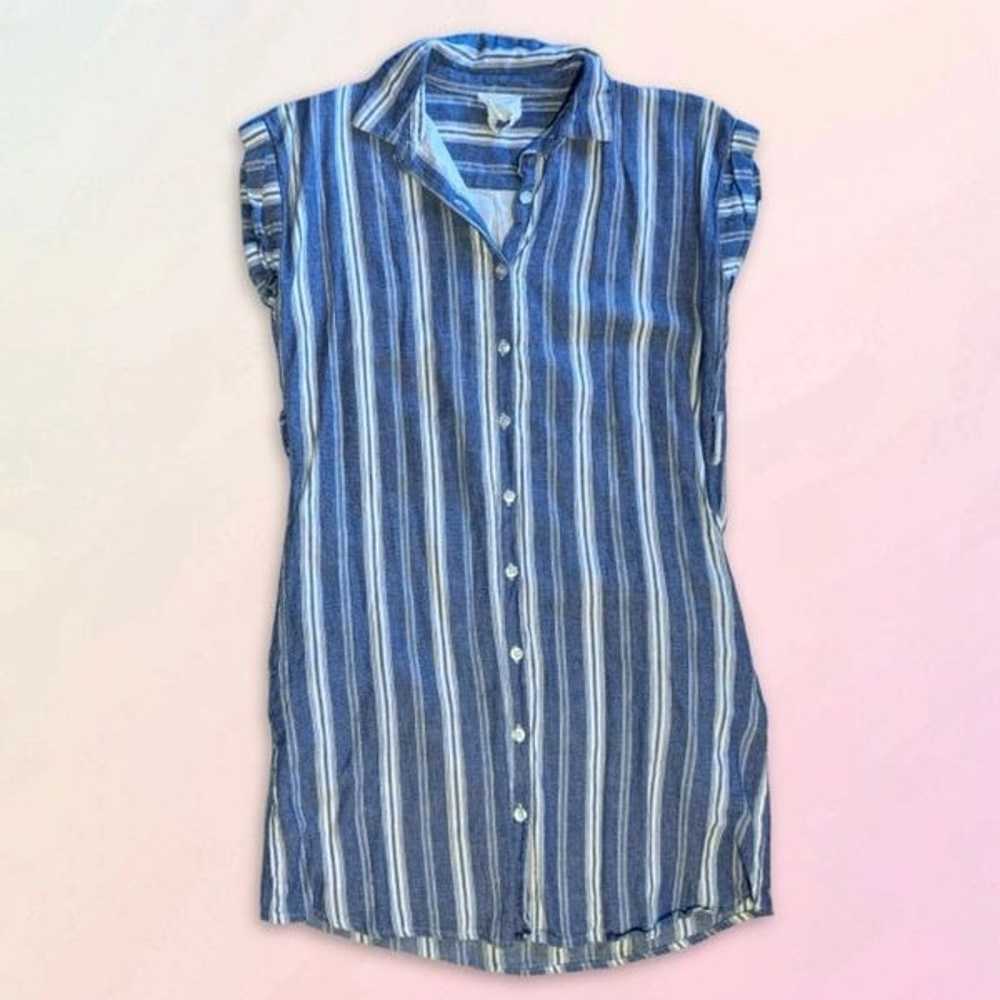 Harper Heritage, Blue Striped, Linen, Button Down… - image 2