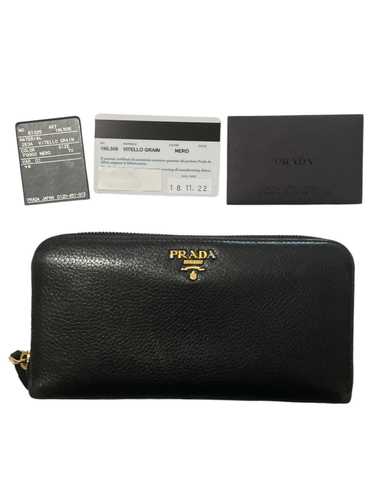 Prada PRADA Long Wallet Safiano Leather Nero Auth 