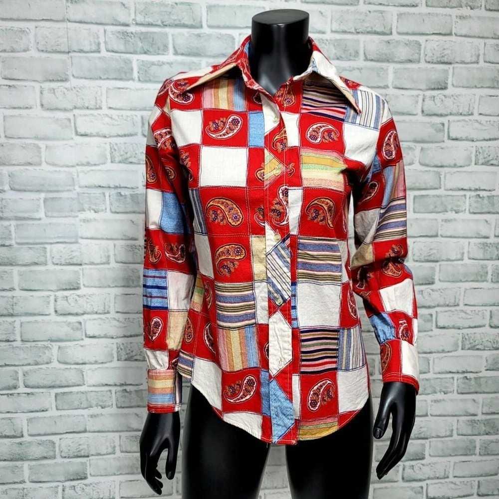 Vintage 70s Lady Arrow Womens M Patchwork Heart P… - image 1