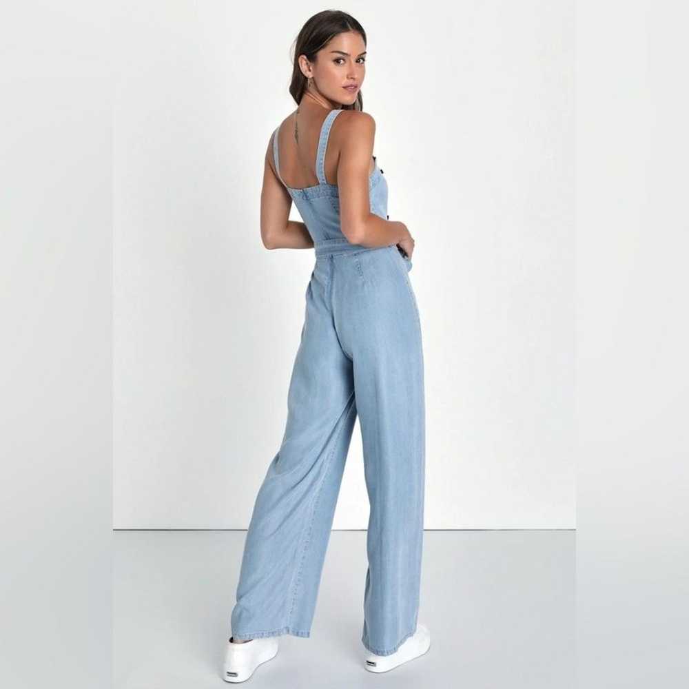 Lulus 100% tencel chambray button front wide leg … - image 2