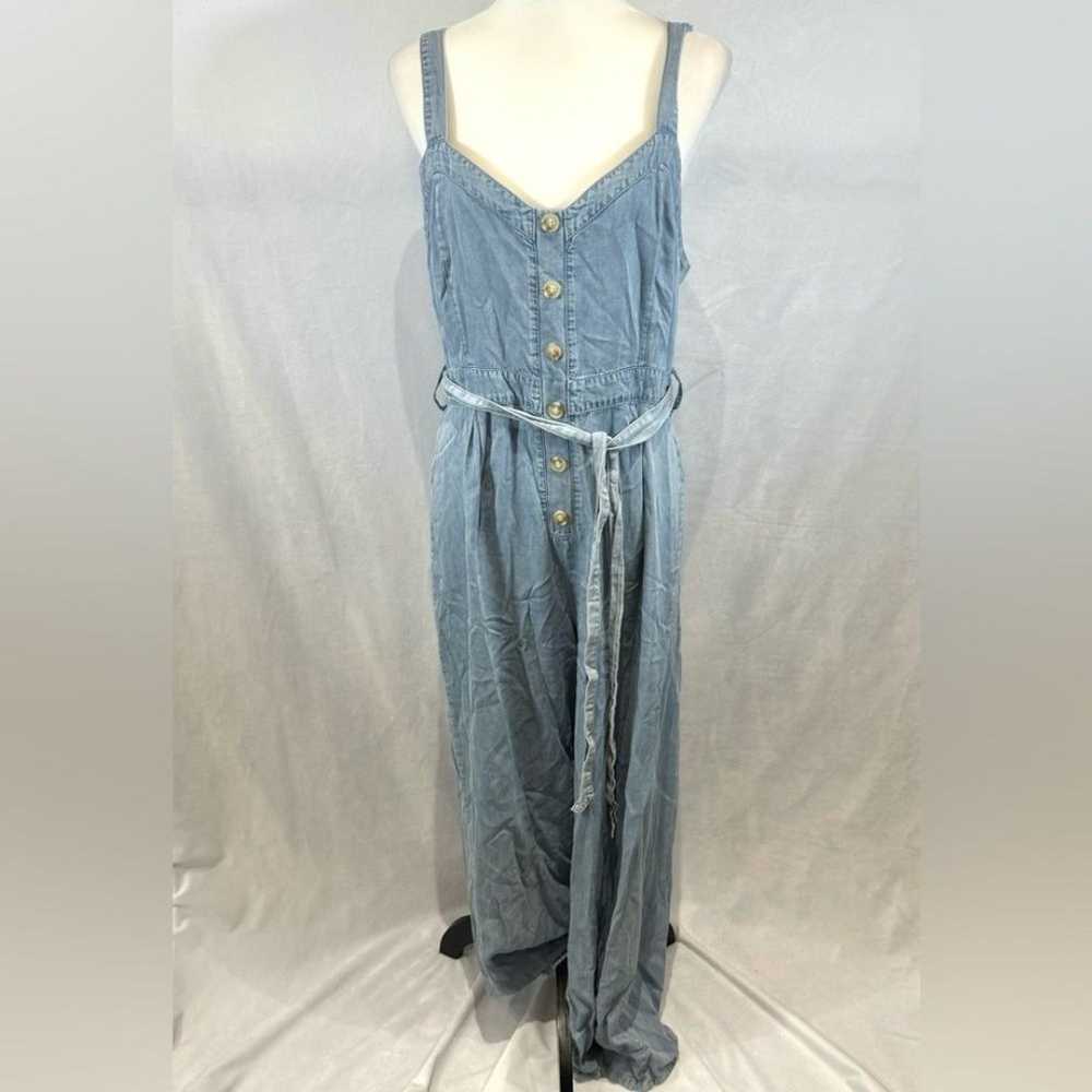 Lulus 100% tencel chambray button front wide leg … - image 5