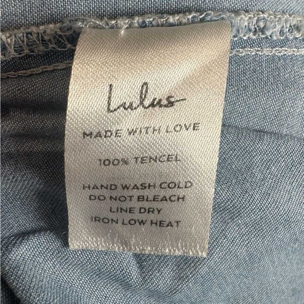 Lulus 100% tencel chambray button front wide leg … - image 9