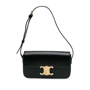 Black Celine Shiny Calfskin Claude Shoulder Bag