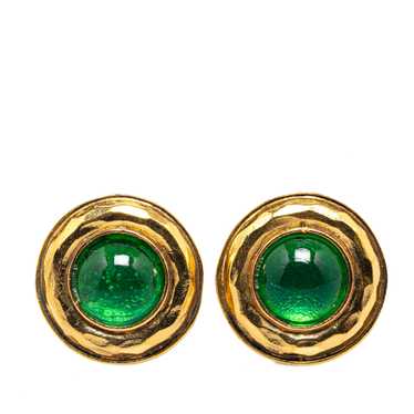 Gold Chanel Gold Plated Gemstone Clip On Earring