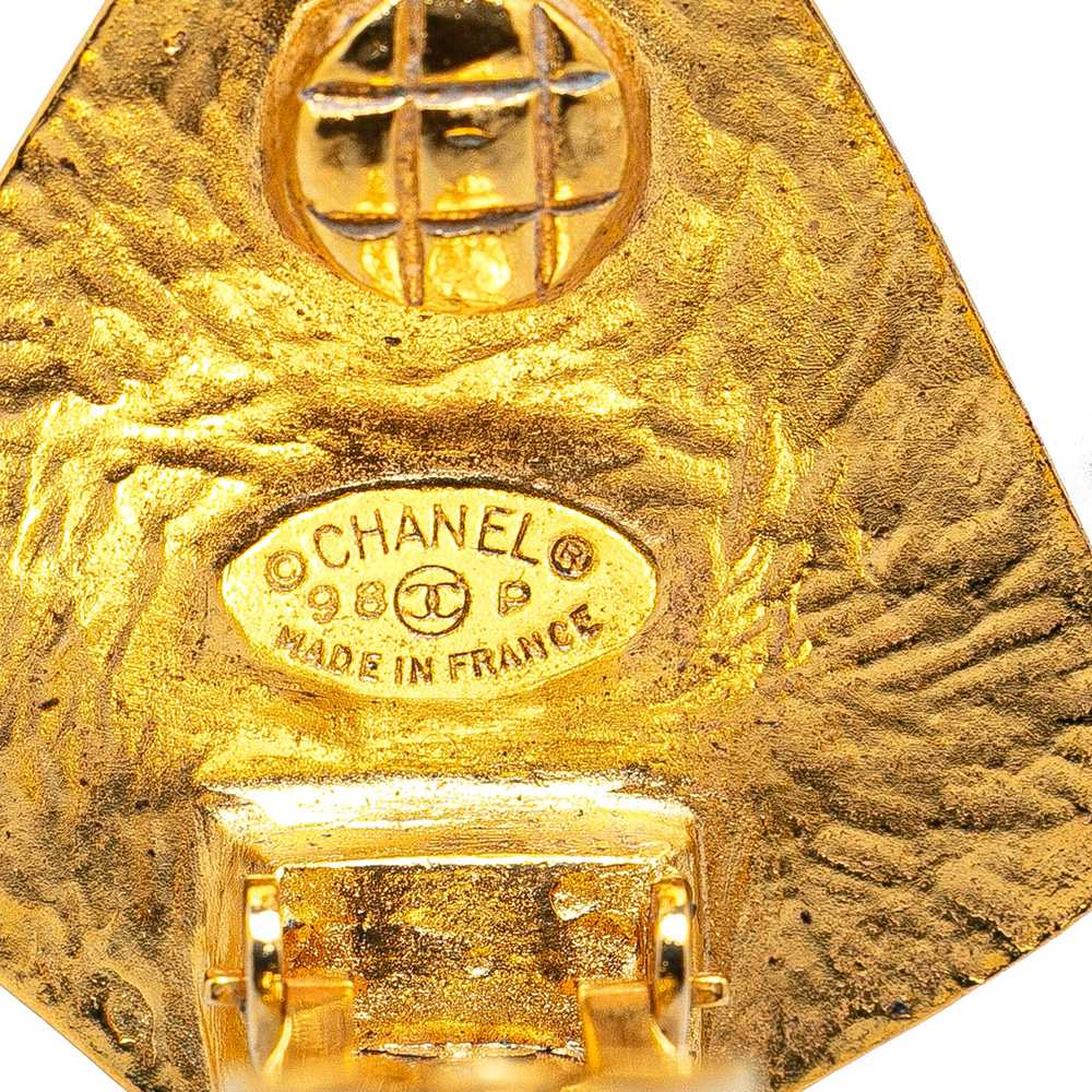 Gold Chanel Gold Plated CC Pentagon Clip On Earri… - image 3