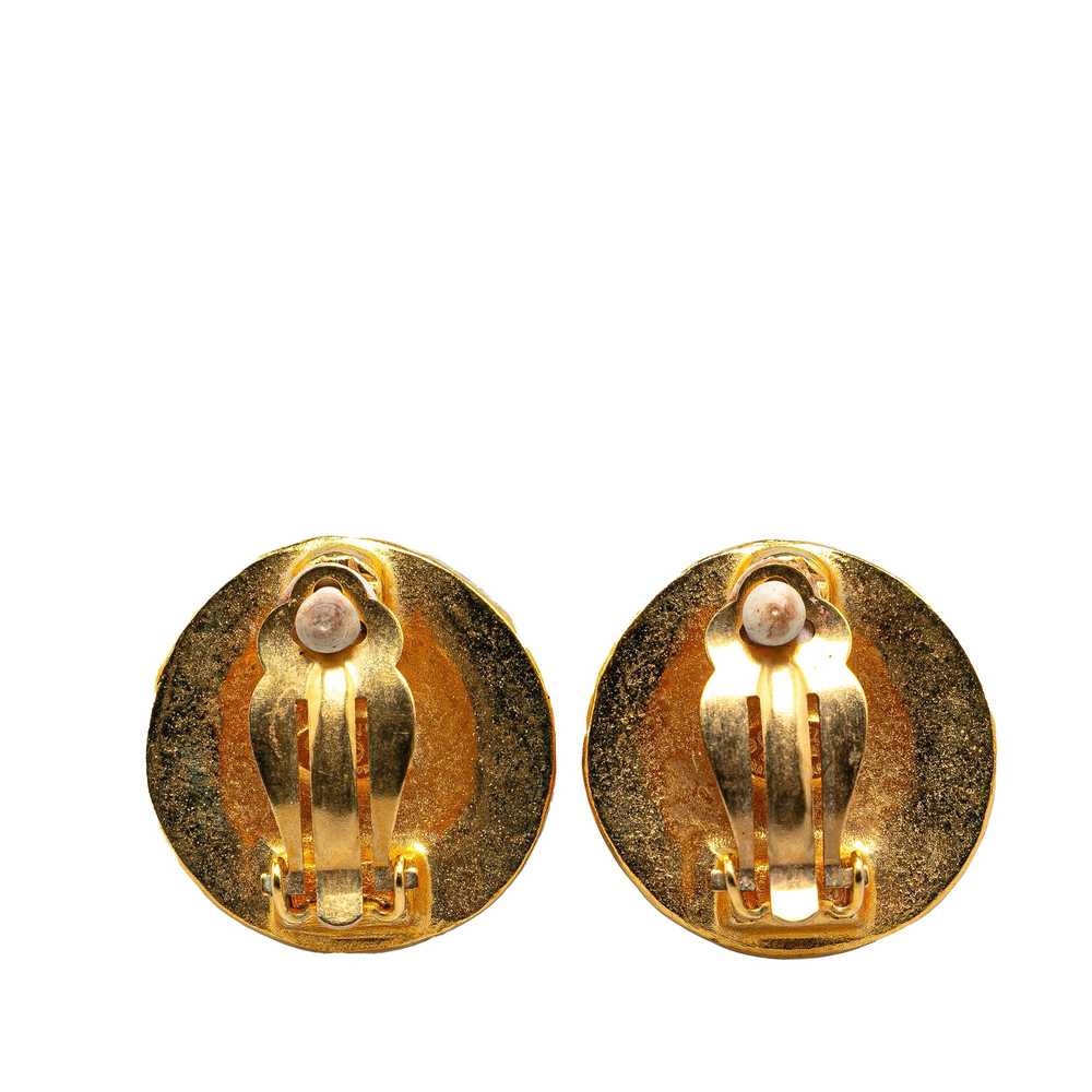 Gold Chanel Gold Plated CC Round Clip On Earrings - image 2