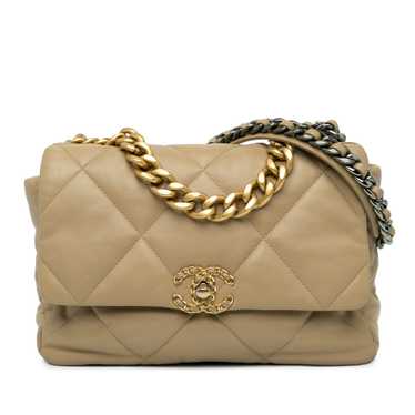 Tan Chanel Large Lambskin 19 Flap Satchel - image 1