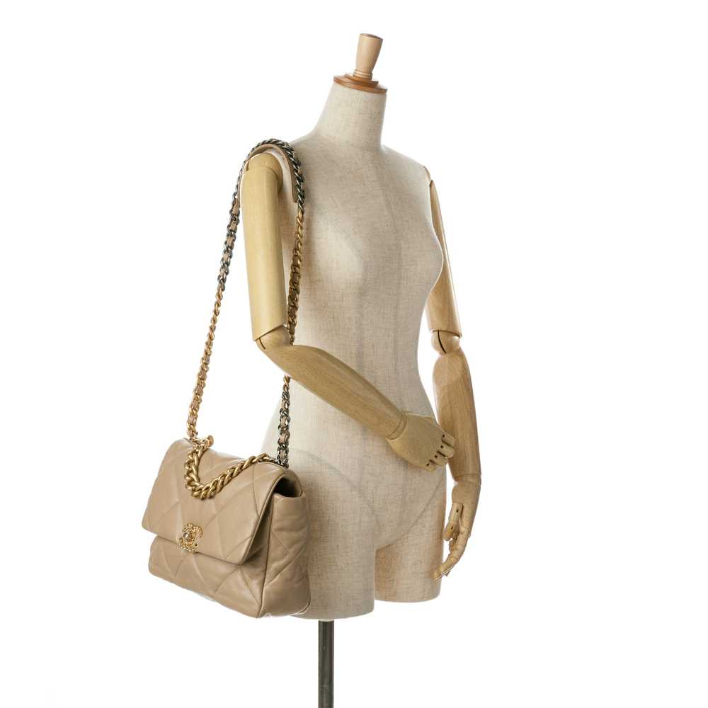 Tan Chanel Large Lambskin 19 Flap Satchel - image 7