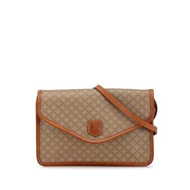 Tan Celine Macadam Coated Canvas Crossbody