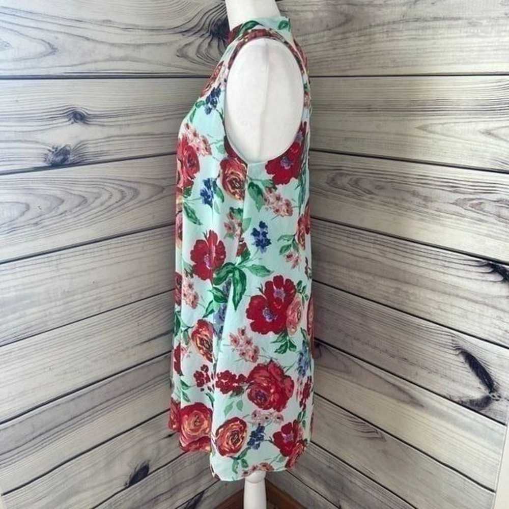 Everly Blue Floral High Neck Sleeveless Shift Dre… - image 4