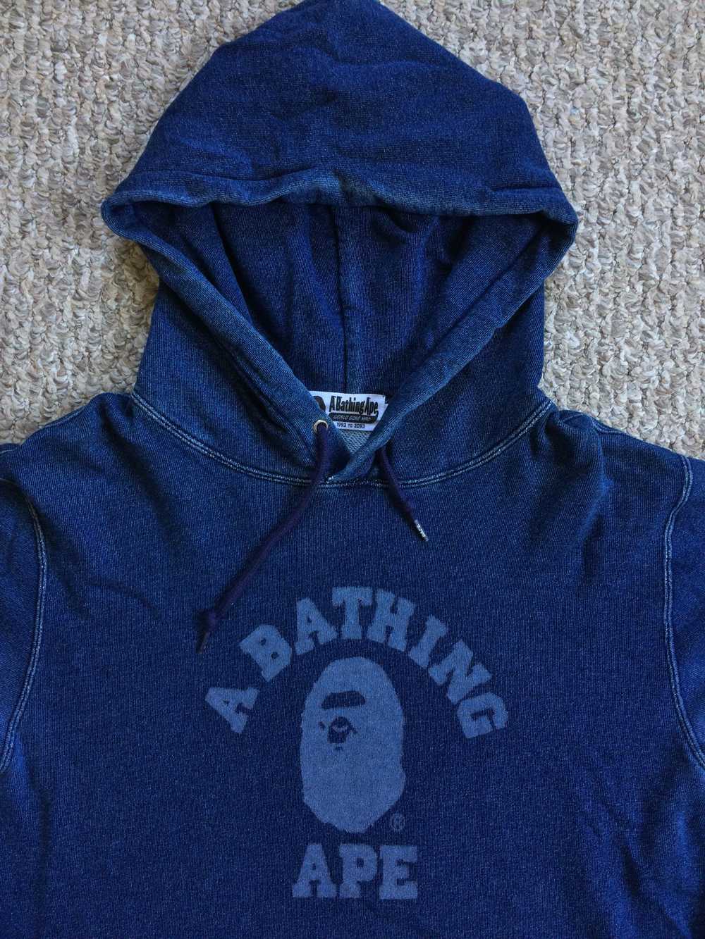 Bape Indigo College Pullover Hoodie - image 3