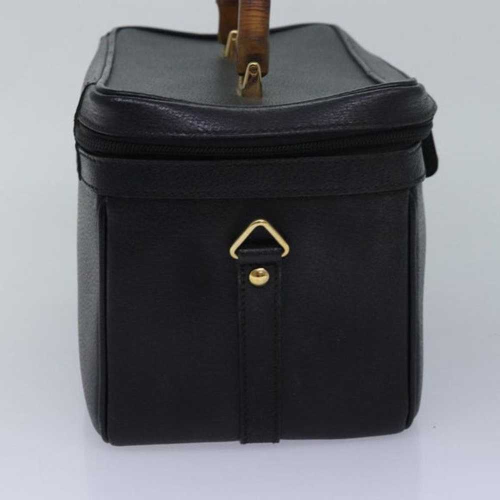 Gucci GUCCI Bamboo Vanity Hand Bag Leather Black … - image 3