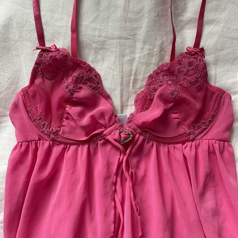 Vintage Vintage Y2K Pink Lacy Lingerie Top/Chemise - image 3