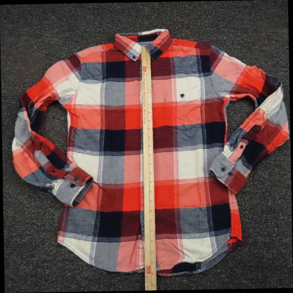 Merona Red and Blue Plaid Flannel Button Up Long … - image 4