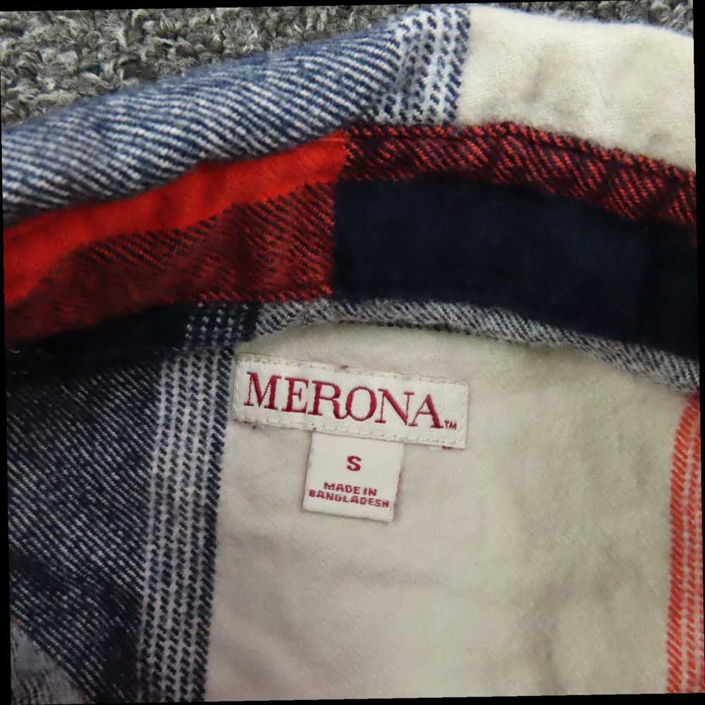 Merona Red and Blue Plaid Flannel Button Up Long … - image 7