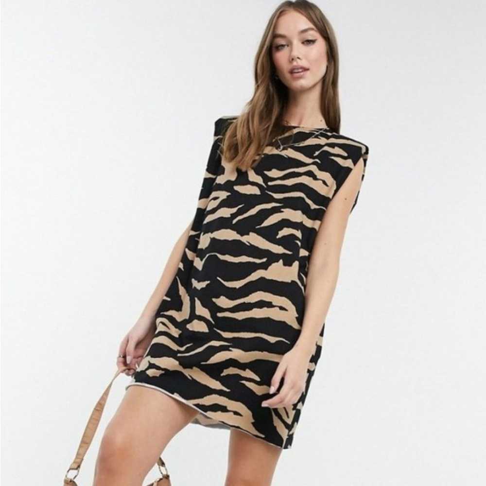 ASOS Zebra Print Mini t-Shirt dress Size 6 - image 1