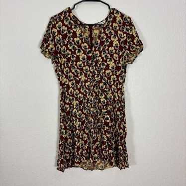 Madewell Burgundy with Yellow & Purple Floral Prin