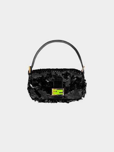 Fendi Late 1990s Black Python and Sequin Baguette 