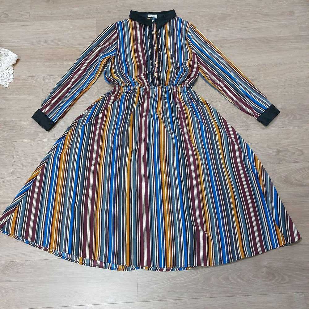 Unused axeas femme striped long one-piece dress - image 1