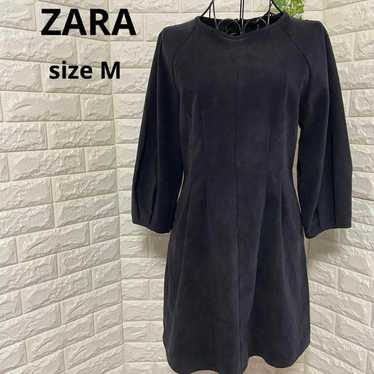 ZARA corduroy mini dress with long sleeves, black 