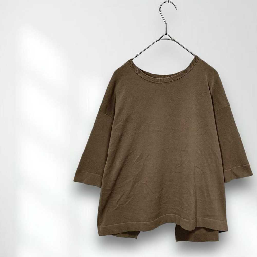 E6121【Georges Rech】T-shirt Brown Crew Neck Plain … - image 1