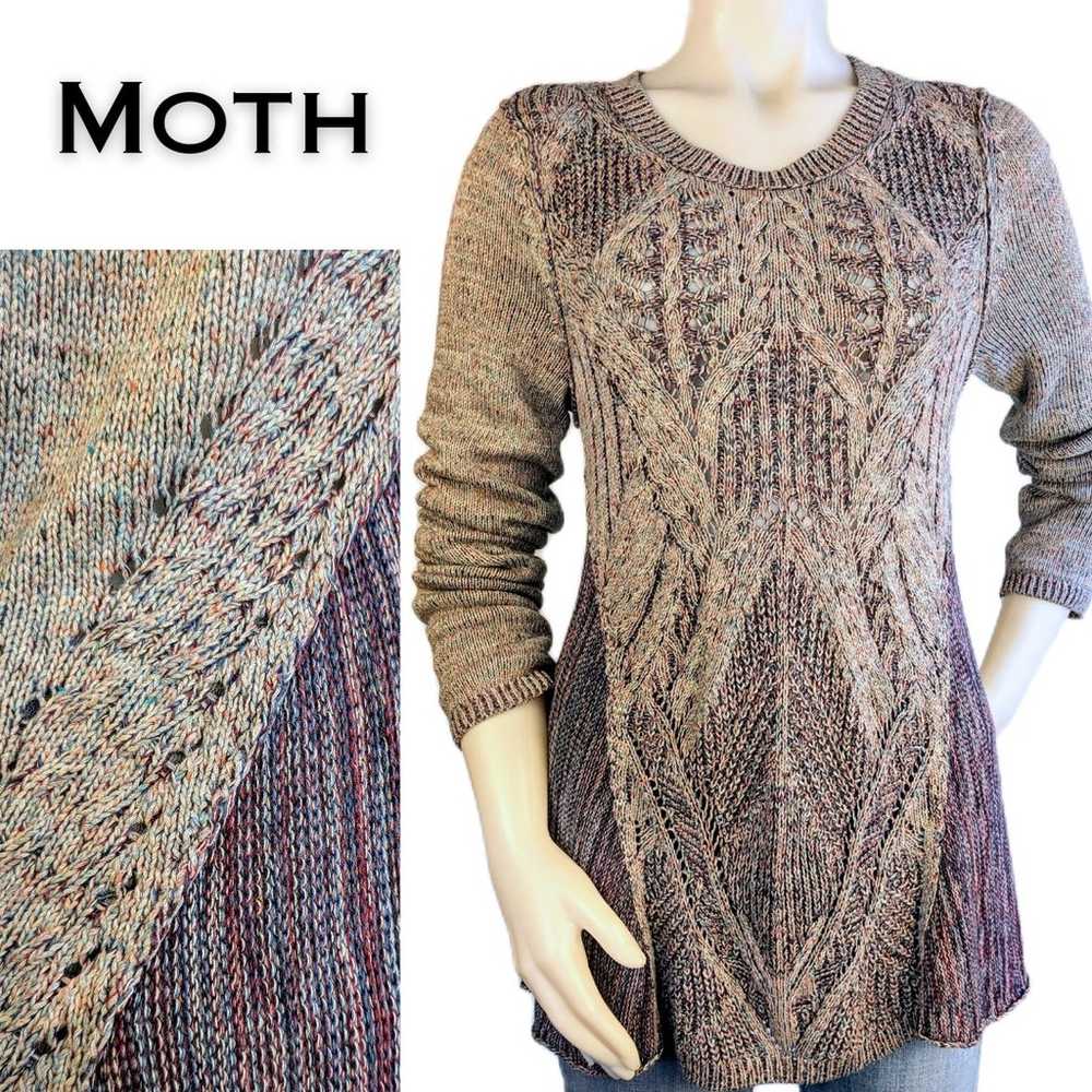 Anthropologie Moth Anita Swing Sweater Purple Gra… - image 1