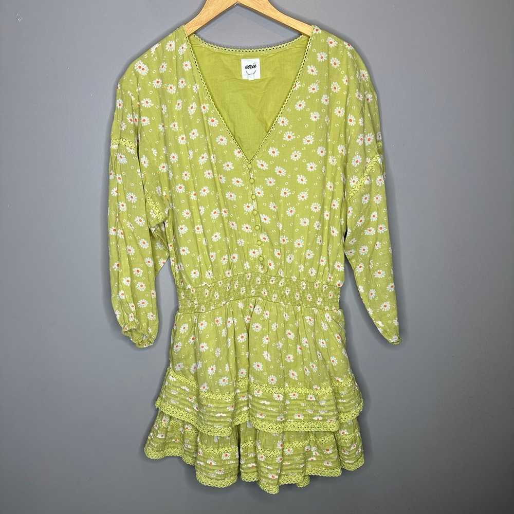 Aerie Rock N’ Ruffle Lime green floral print mini… - image 2