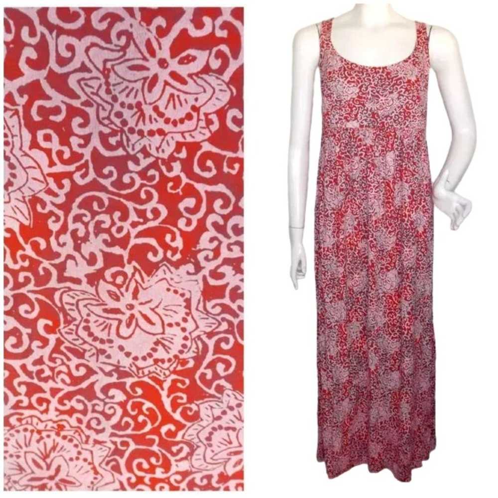 FRESH PRODUCE Maxi Dress, XL, Smock Back, Red Jer… - image 1