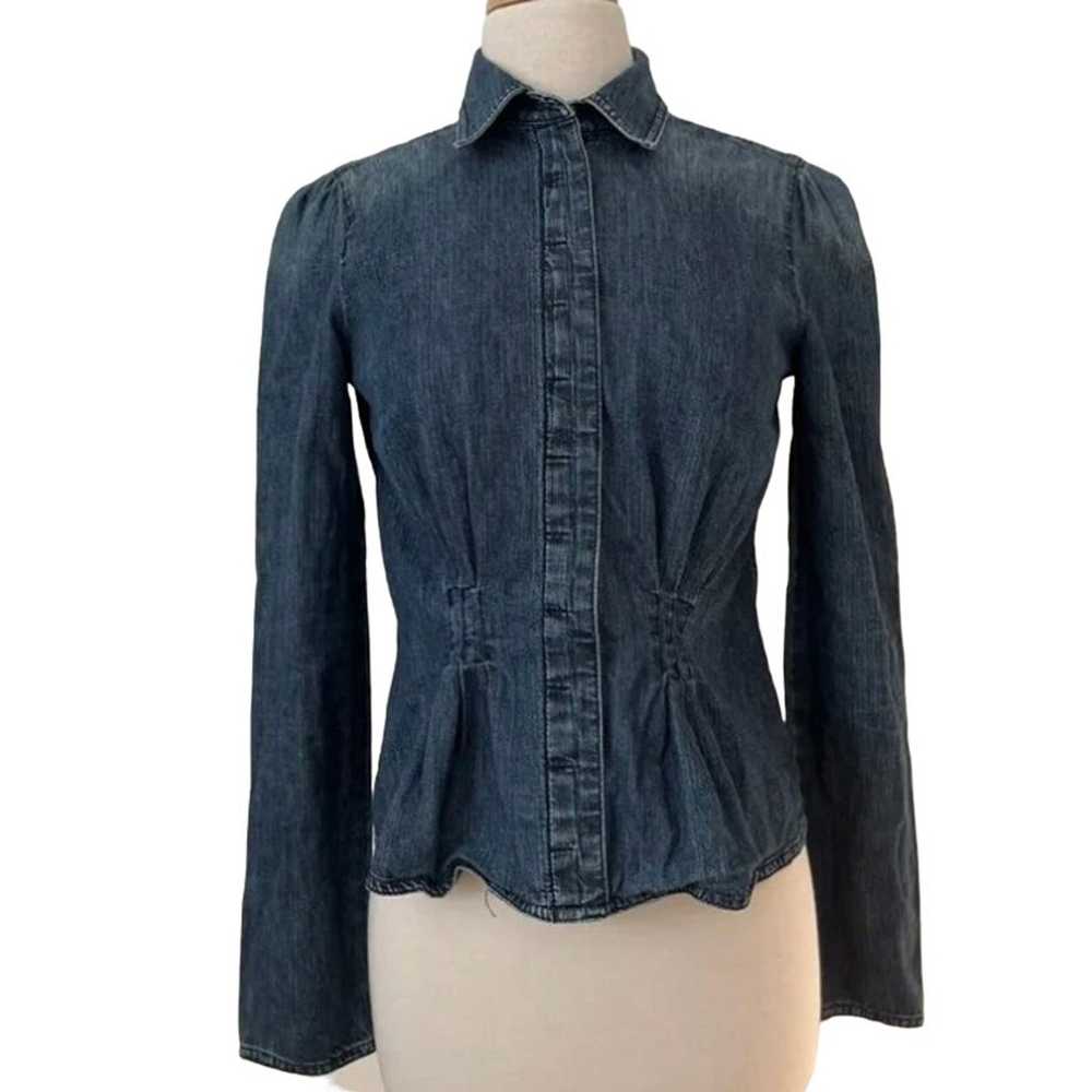 Vintage Ralph Lauren Denim Pleated Jean Shirt Wes… - image 1