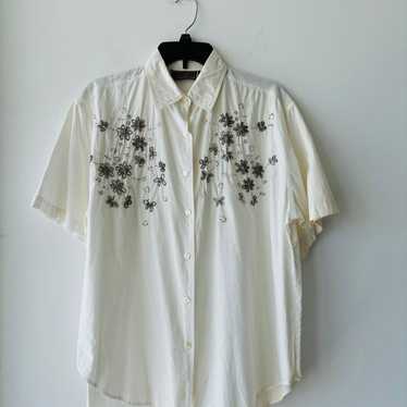 NWT Whistles Women's Ivory Sequins Beads Embellished T-Shirt Size on sale 6