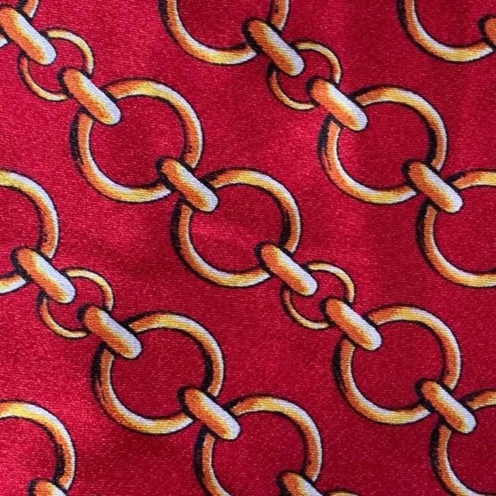 Vintage 90s Anne Klein Red Satin Chain Link Bow-T… - image 8