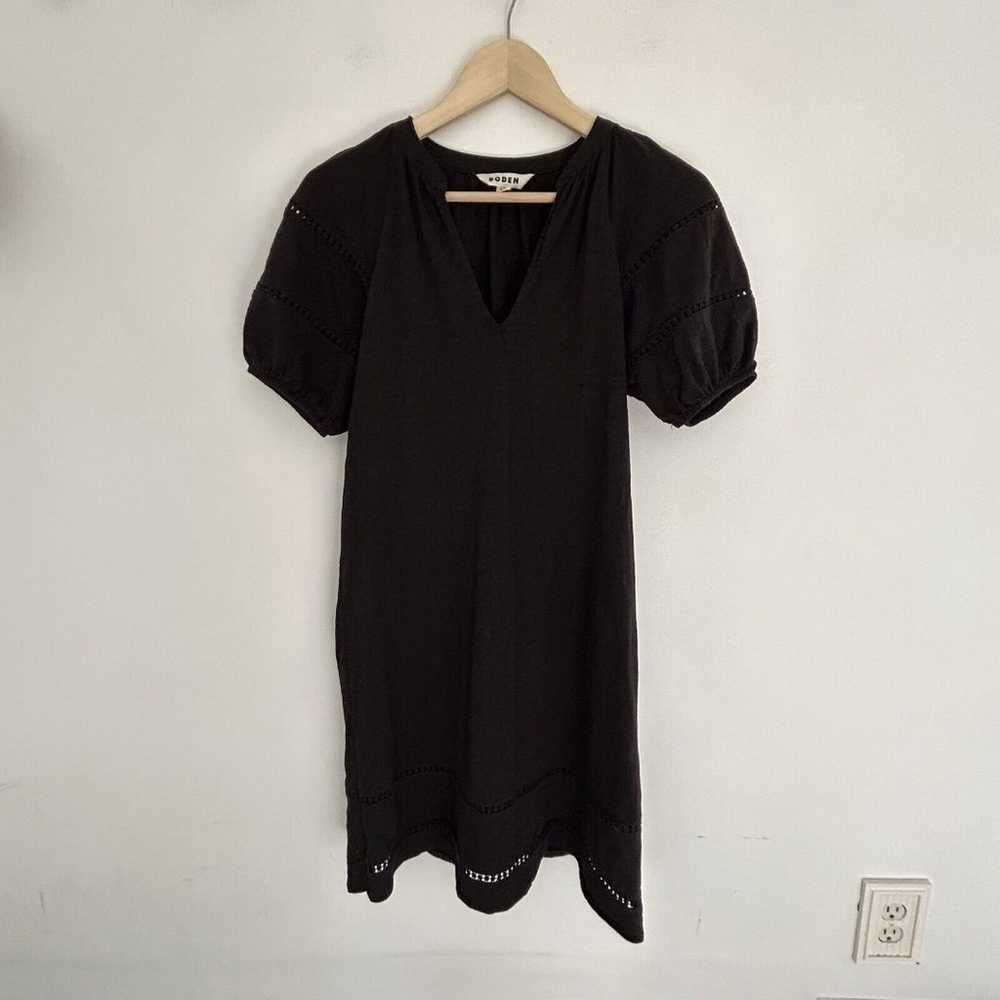 Boden Trim Detail Jersey Dress Size 6 US Black V-… - image 3